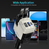 120W nouveau chargeur de voiture rétractable USB rapide 4-en-1 LED affichage numérique Type C PD chargeur réglage de la direction QC3.0 fonction OTP