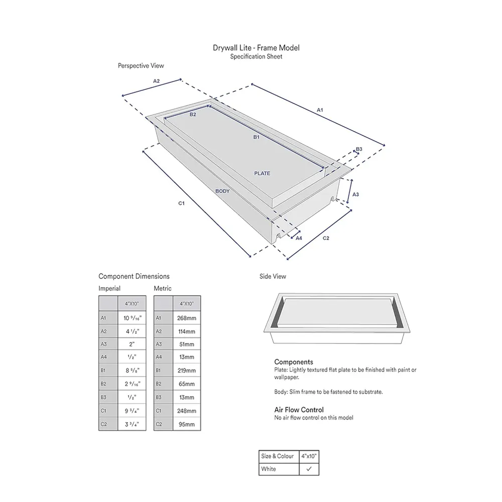 Lakeso Drywall Air Vent Air Register Hvac Ventilation Plastic Flush Wall Register Vent