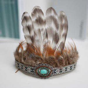 Nouveau Bandeau Cheveux Plumes Naturelles Style Indien pour Enfants et Adultes, Accessoire <span class=keywords><strong>de</strong></span> Déguisement et <span class=keywords><strong>de</strong></span> Spectacle Sauvage, Idéal pour le Cosplay - Product Image 4