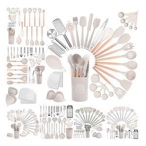مجموعة أدوات مطبخ جديدة 43IN1 غير لاصقة ملعقة أواني طبخ سيليكون مقابض خشبية ملحقات المطبخ - Product Image 1