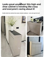 Meuble de rangement à chaussures en bois moderne - Design en bois massif durable, écologique, grande capacité, pour entrée/salon