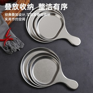 Stainless Steel Round Handle Snack Plate Gold And Silver Food Grade Durable For Party And Dining - Product Image 5
