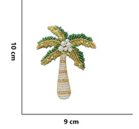 Appliques brodées personnalisées en gros à coudre, motif perles, cocotier et palmier, faites à la main, en feutre perlé, pour DIY chapeaux, vestes, t-shirts, sacs
