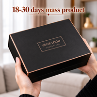 Boîte cadeau magnétique pliable en carton rose gold personnalisable, emballage de luxe, fermeture magnétique, boîtes noires