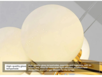 Lustre moderne nordique en fer JYLIGHTING, lampe à suspension LED avec boule de verre blanche pour chambre à coucher, cuisine