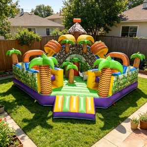 Château gonflable commercial en PVC sur le thème de la jungle tropicale, pour enfants, capacité 500 kg, installation facile, 10-15 personnes - Product Image 1