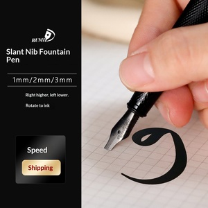 3 pezzi di nuove penne stilografiche nere Samurai in metallo con pennino largo, con pennino inciso per calligrafia <span class=keywords><strong>araba</strong></span> e tibetana, pennino inclinato 123 mm - Product Image 1