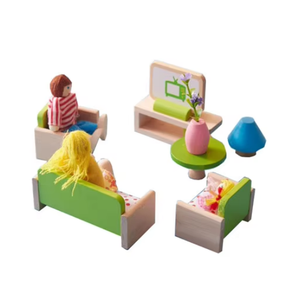 Giocattolo Familiare per Bambini, Mini Bagno, Casa delle Bambole in Legno con Mobili in Miniatura, Soggiorno per Bambine - Product Image 2