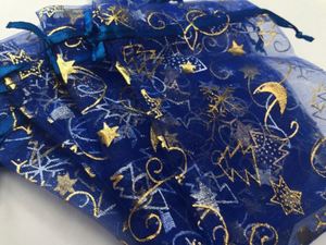 Bolsas de Regalo de Organza Azul y Dorado para Dulces Navideños al por Mayor - Product Image 4