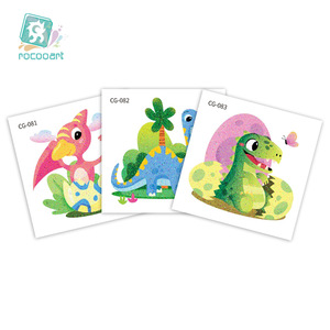 Autocollants de tatouage temporaire à transfert d'eau à paillettes motif dessin animé pour enfants, mignons petits dinosaures, <span class=keywords><strong>film</strong></span> d'eau pour tatouage transfrontalier - Product Image 5