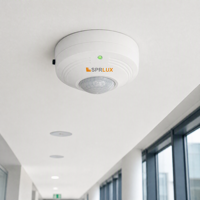 Détecteur de mouvement PIR pour plafond, détection à 360°, portée de 6 m, étanche IP44, temporisation réglable pour utilisation intérieure/extérieure