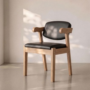 Fauteuil rembourré moderne GQK en tissu microfibre avec structure en bois, design scandinave, chaise de salle à manger pour la maison et le salon - Product Image 6