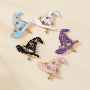 Broche de estrella con diamantes de imitación de bruja y mago, broche de aleación ecológico para Halloween - Product Image 1
