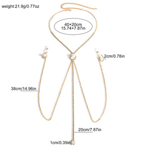 Nuevo Bikini 2026 con <span class=keywords><strong>Cadena</strong></span> de Perlas y Diamantes de Imitación para el Pecho, sin Perforación, Lencería Sexy para Mujer, Collar de <span class=keywords><strong>Cadena</strong></span> Delgada, Joyería Corporal - Product Image 6