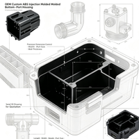 Boîtier moulé par injection en ABS noir personnalisé avec port inférieur et languettes de fixation pour module de contrôle industriel