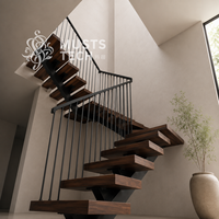 Escalier mono-à-capillaire sur mesure, de conception architecturale minimaliste et d'ingénierie de précision, pour résidence de luxe