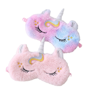 Nouvel Arrivage Mignon Réglable Doux Arc-en-ciel Animal Forme Filles En Peluche Sleeping Eye Cover Broderie Sourire Yeux Mignon Animal Eye