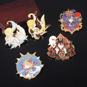 Custom Design Metal Crafts School bag pin badge placcato oro rosa Glitter Anime Cartoon Soft Hard smalto Pin per regalo
