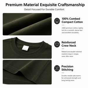 Camiseta de Algodón Peinado de 230G para Hombre, Color Liso, Cuello Redondo, Holgada, Oversize, Casual, Proveedor Premium, Venta al por Mayor - Product Image 2