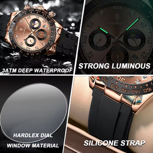 2024 Poedagar 629 nueva moda de lujo para hombre reloj de pulsera impermeable luminoso relojes de cuarzo reloj de acero inoxidable - Product Image 5