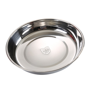 304 Stainless Steel Round Shallow Plate Thickened For Home Restaurant Bbq Use Microwave Safe Solid Color - Product Image 1