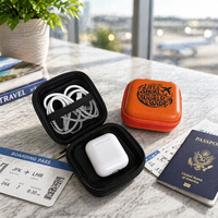 Étui pour écouteurs en similicuir EVA gravé au laser personnalisé, cadeau de voyage pour homme, étui pour écouteurs en similicuir vierge gravé au laser