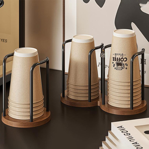 Organizador de tapas para dispensador de vasos, soporte de madera para vasos desechables de papel y plástico, estante de almacenamiento para encimera, baño u oficina - Product Image 2