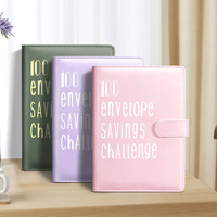 Carnet de budget à feuilles mobiles A5 avec couverture en cuir, 100 enveloppes pour le défi d'épargne, journaux de papeterie pour planificateur et affaires