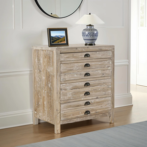 Commode de rangement à 4 tiroirs en bois de récupération de style ferme, type armoire d'apothicaire, pour chambre ou couloir - Product Image 1