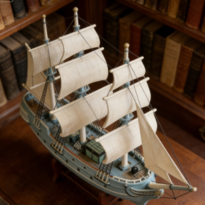 Modèle <span class=keywords><strong>de</strong></span> bateau à voile à trois mâts vintage en résine avec support pour décoration nautique et objets <span class=keywords><strong>de</strong></span> collection maritimes - Product Image 3
