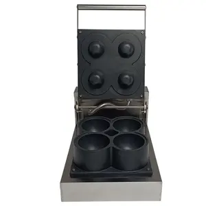 Máquina de waffle pesada comercial, 4 peças de máquina de waffle engrossada de peito, máquina de confeitaria feminina
