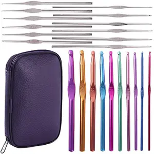 Bán Hot Vá 22 Cái Nhiều Màu Nhôm Crochet Hook Kim Loại Crochet Hook Đan Needles Set