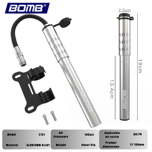 Pompe à vélo haute pression BOMB avec manomètre, en alliage d'aluminium, pompe à air pour vélo, fourche, suspension arrière, amortisseur, compatible Schrader Presta - Product Image 2