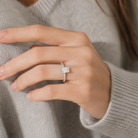 "Mirror-Step" Brillanz: Smaragdschliff Moissanit-Ring S925 Silber - 1ct 2ct 3ct Verfügbar für # QuietLuxury Private Label