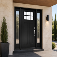 Porte battante sur mesure en fibre de verre isolante avec finition noire mate moderne, isolation acoustique et double vitrage trempé