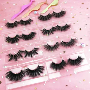 Luxury 25mm fluffy mink eyelash box packaging real mink lashes venditore all'ingrosso di ciglia a strisce russe