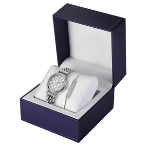 Ensemble de montres élégantes pour femmes en or rose, cadran en cristal, montre à quartz avec bracelets en strass, ensemble de bijoux cadeau - Product Image 4