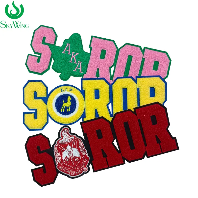 Grote Geborduurde Letters Soror Roze En Groen Aka Delta 1913 Studentenvereniging Sgrho Soror Chenille Iron On Patch Voor Mooie Hoodie