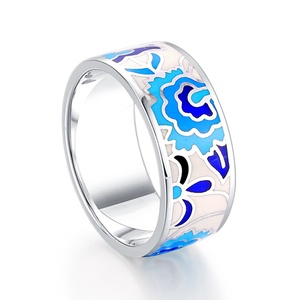 Bague en argent sterling 925 plaqué or 18 carats tendance pour mariage et fiançailles, avec émail, pour femmes - Product Image 6