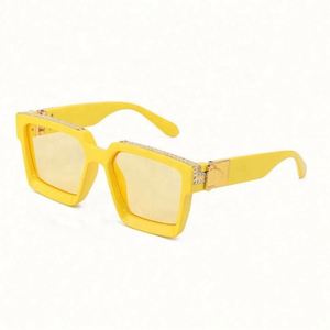 Nouvelles Lunettes de Soleil Pilote de Luxe 2022 pour Designer, Incrustées de Diamants, Grandes Verres Carrés Dégradés, Unisexe, avec Chaîne - Product Image 5