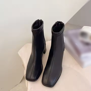 Botines de tacón alto para mujer, otoño/invierno, con punta cuadrada, estilo moderno - Product Image 5