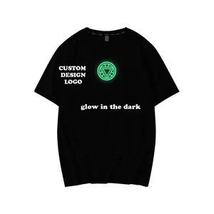 Camiseta unissex grande design personalizado, camiseta preta brilha no escuro