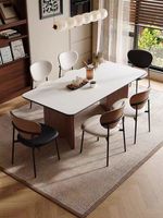 Ensemble de salle à manger MYUZ 2025 style beurre, table octogonale de luxe aspect pierre, moderne et minimaliste pour la maison, écologique, assemblé, compact
