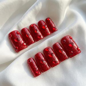 Faux ongles à presser faits maison 3D artisanaux, <span class=keywords><strong>forme</strong></span> bec de canard évasée Cyber, pour fête, ongles Y2K, courts, vente en gros, promotion - Product Image 6