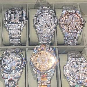 Orologio Meccanico di Lusso da Uomo in Acciaio Inossidabile Placcato <span class=keywords><strong>Oro</strong></span> Bianco, Stile Hip Hop, Completamente Tempestato di Diamanti VVS, Cassa in Ceramica con Moissanite - Product Image 2