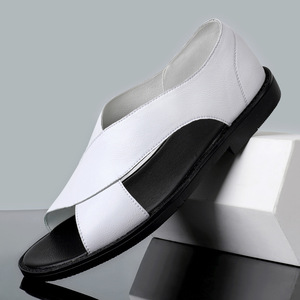 Nouvelles sandales en cuir pour hommes, chaussures décontractées d'été, sandales romaines d'extérieur, semelle souple, antidérapantes, sandales de plage - Product Image 4