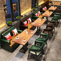 Ensembles Table et Chaises Industriels en PU pour Restaurant, Écologiques, Durables, Plateau en Mélamine, Mobilier de Salle à Manger Commercial 4 Places