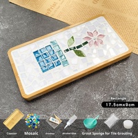 Sous-verres mosaïques DIY de la série florale faits à la main, plaques isolantes thermiques, kit créatif pour cours d'art avec motifs de collage, formes circulaires et carrées
