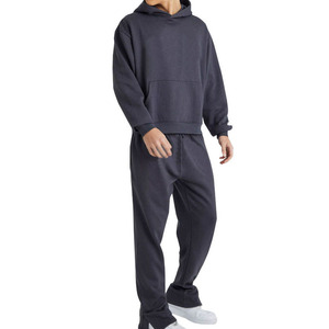 Regular Fit Men <b>Long</b> <b>Sleeve</b> Hoodie Jogger Set Lightweight Casual Outfit with Matching <b>Top</b> Comfortable Design Tracksuit Set - Product Image 1