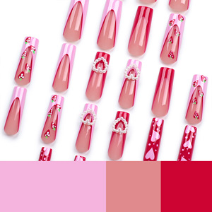 <span class=keywords><strong>Uñas</strong></span> postizas francesas con purpurina roja en forma de corazón, regalo de San Valentín, <span class=keywords><strong>uñas</strong></span> postizas desmontables a la moda, <span class=keywords><strong>uñas</strong></span> postizas con <span class=keywords><strong>pegamento</strong></span> - Product Image 3